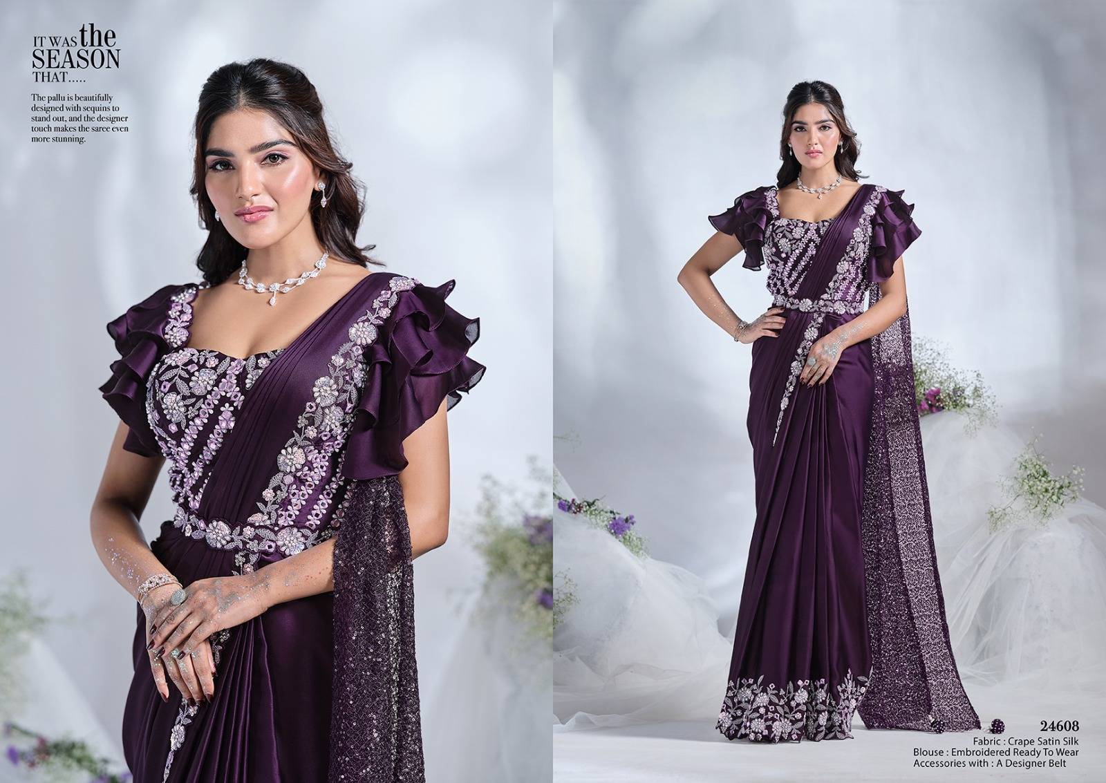 MOHMANTHAN 24600 AURA by Mahotsav 24606 to 24618 Series Indian Traditional Wear & Occasional Stitched Sarees At Wholesale Price